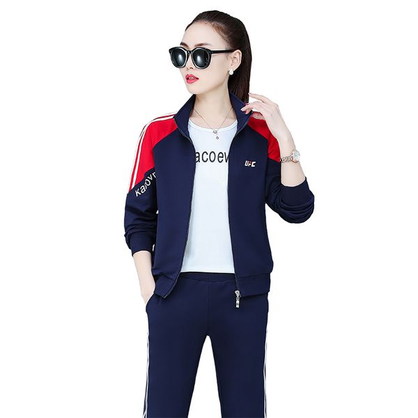 

активная одежда для женщин 3 штук наборов 626 весны осени нового стиля женщин верхней одежды с длинным рукавом спортивных курток + t рубашко, Gray