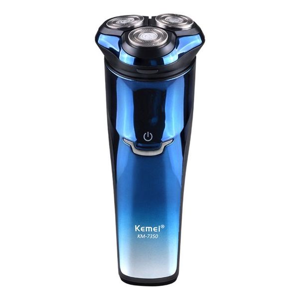 

km-7350 220v electric shaver 3d floating blade shaving razor men beard trimmer blue