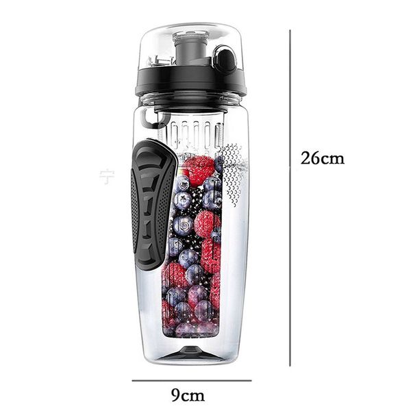 

1000ml/32oz fruit infusing infuser water bottle plastic sports detox health