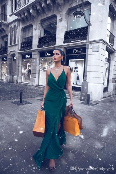 

sheath green chiffon v neck elie saab formal dresses evening plus size 2018 robes de bal longues african special occasion dresses, Black;red