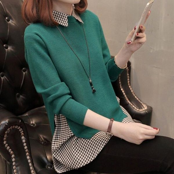 

2019 spring new sweater women's two-piece loose korean sweater shirt suit jacket long sleeve + sleeveless shirt, White;black