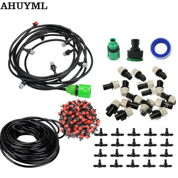 

ahuyml 1set diy drip irrigation system plant automatic self watering garden hose micro drip garden watering system control spray