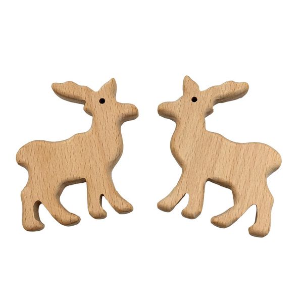 

200pcs бук wood deer форма прорезыватель еда материалы органических chew ожерелье деревянного прорезыватель зубы ребенок игрушка изготовлени