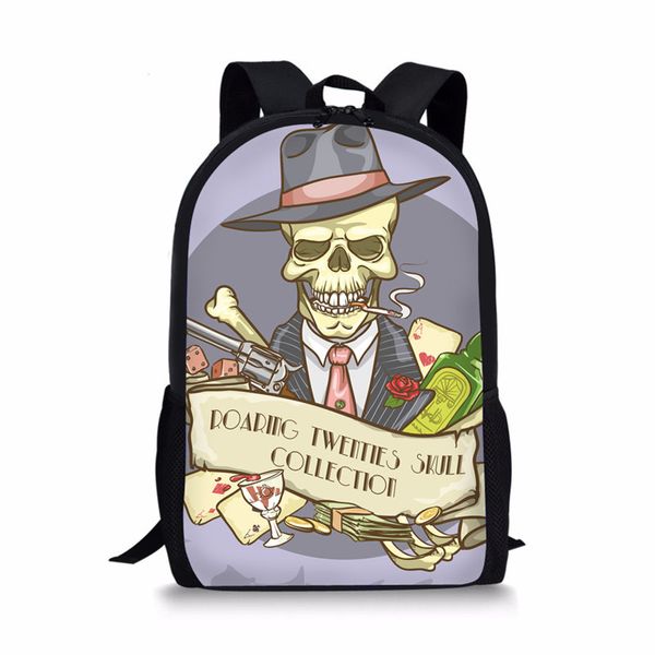 

thikin skull cartoon design printing backpack cool schoolbag for children boys bookbag fashion casual custom students