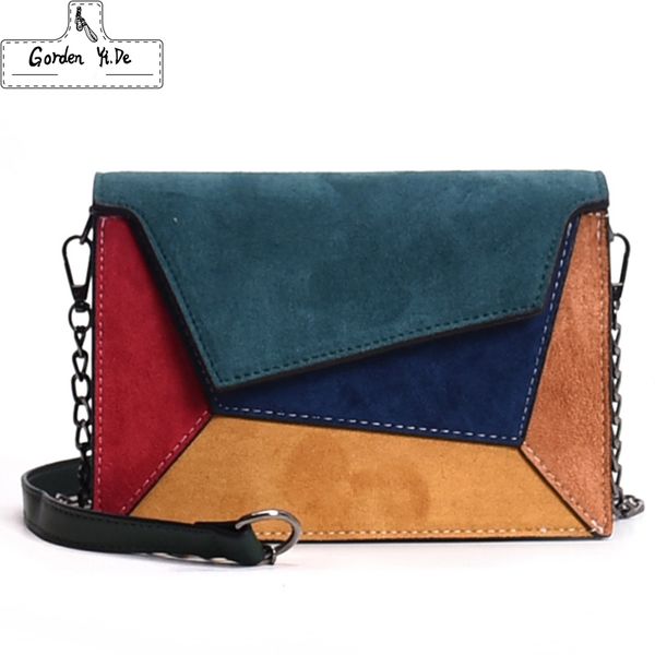 

2019 new leather patchwork women messenger bag female chain strap shoulder bag small criss-cross ladies' flap