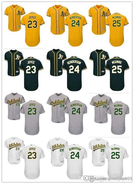 

custom men women youth majestic athletics jersey #23 matt joyce 24 rickey henderson 25 mcgwire home green baseball jerseys, Blue;black