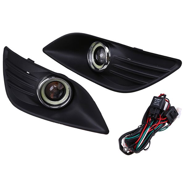 

front bumper fog driving light cover grille angle eyes for focus 2009-2014 white auto halo rings lights car accessories