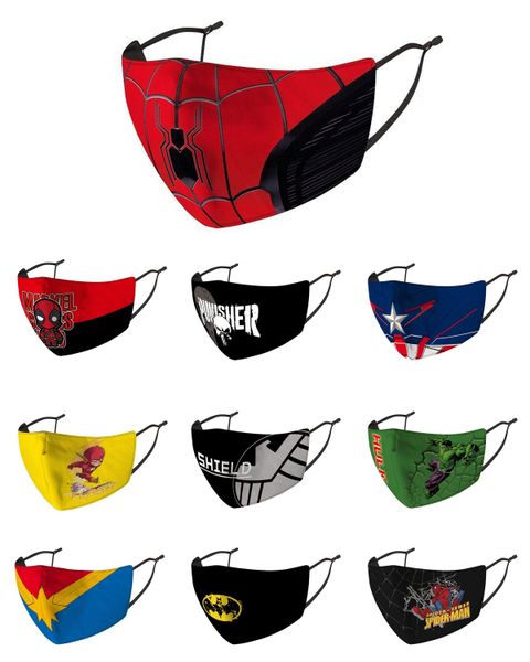 

Batman Spiderman Captain America super hero Adult designer luxury face mask Party Cosplay masks Reusable Dust Windproof Cotton Festive Mask
