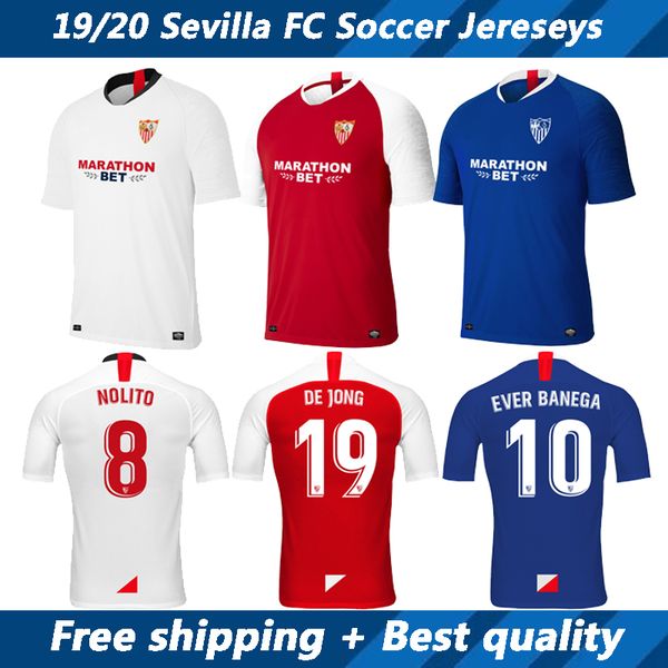 

New 2019 2020 evilla fc football occer jer ey white 19 20 evilla nolito men occer hirt red blue football uniform cami a de futebol