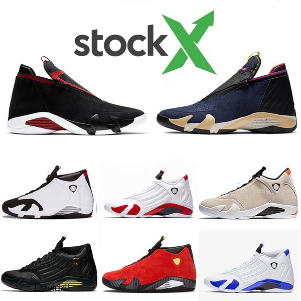 

stock x dmp 14s 14 mens jord*n basketball shoes hyper royal ferrar black toe candy cane desert sand xvi men sports trainers designer