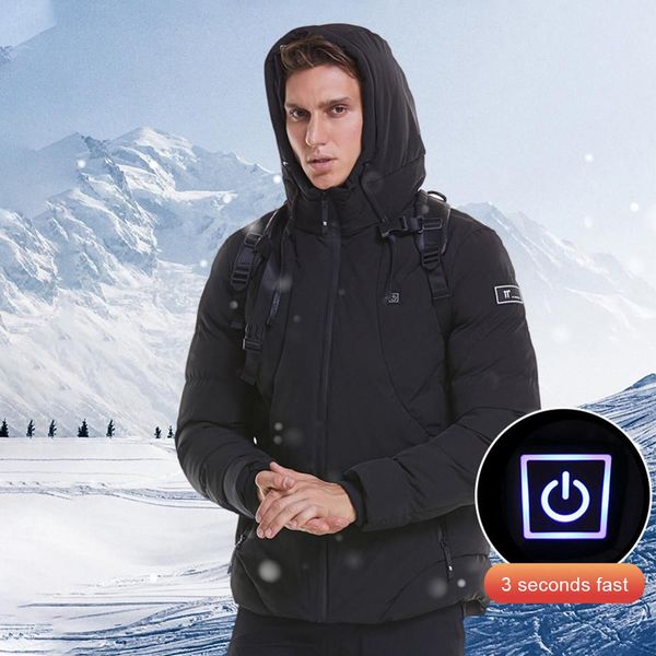 

fashion men women electric heated jacket heating waistcoat usb thermal warm cloth feather plus size winter jacket, Blue;black