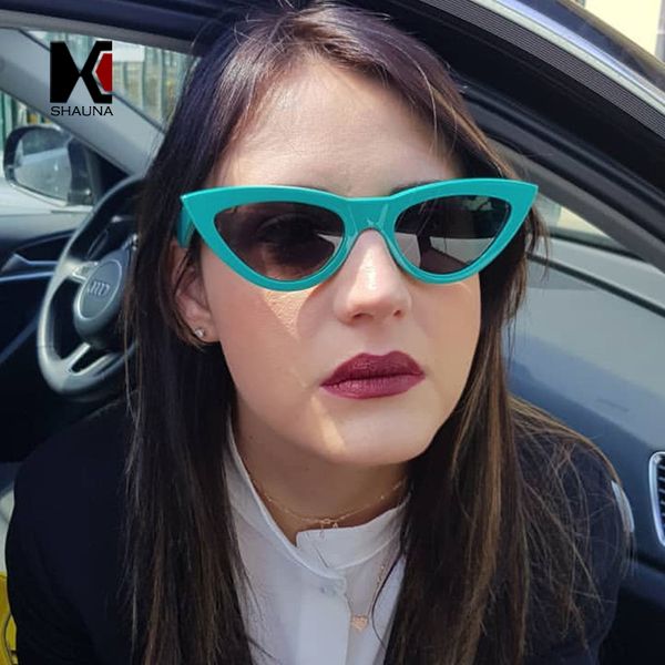 

shauna fashion women cat eye round sunglasses retro men sky blue glasses uv400, White;black