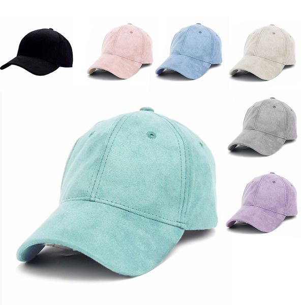 

new women men suede plain solid baseball ball cap casual hat adjustable, Blue;gray