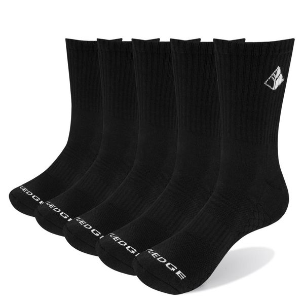 

yuedge brand men's wicking cotton cushion crew socks comfort breathable casual dress socks winter boot socks(5 pairs/pack, Black