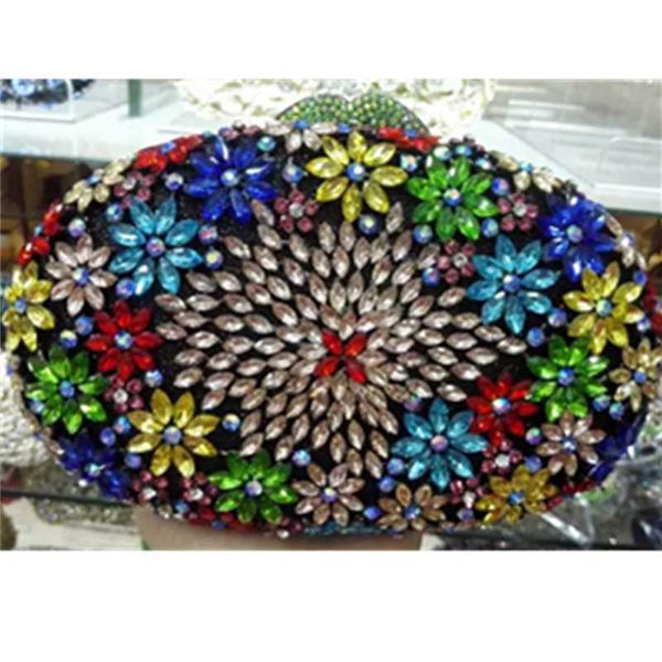 

new arrival evening dress banquet clutch bag crystal clutch evening bag for women metal floral crystal purse