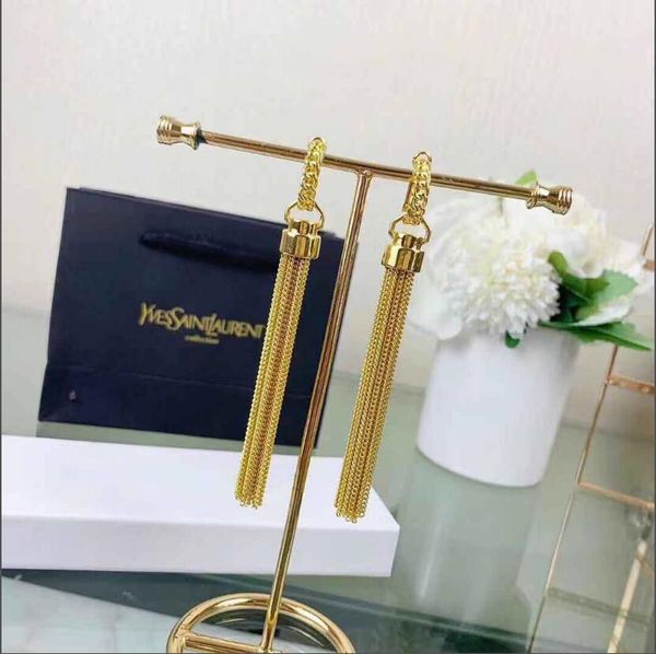 

new designer luxury tassel stud earrings yls brand fashion classic jewelry earrings luxury box packaging, Red;brown