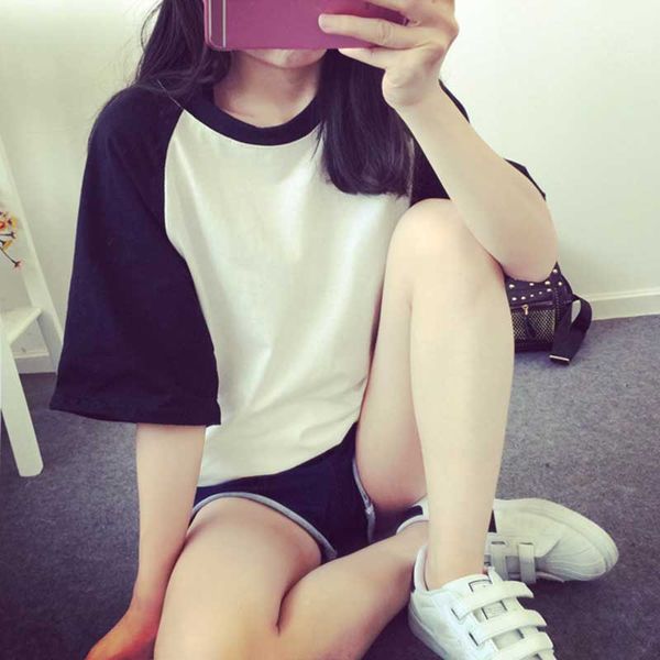 

short sleeve women's t-shirt loose student korean bottoming plus size casual women's 2020 summer new tee shirts, White