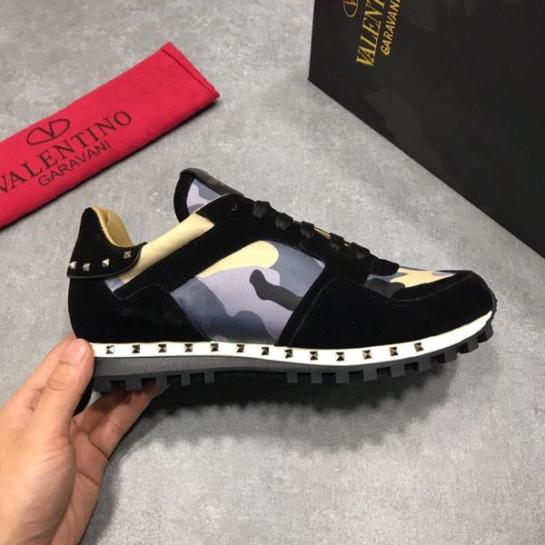 

2019 italy brand valentino shoes fashion trainers mens women designer shoes woman men luxury casual trainer chaussures with box, Black