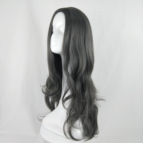 

2019 fashion women's wig set divided into bangs fashion curly long curly hair big wave european and american foreign trade suppliers, Black