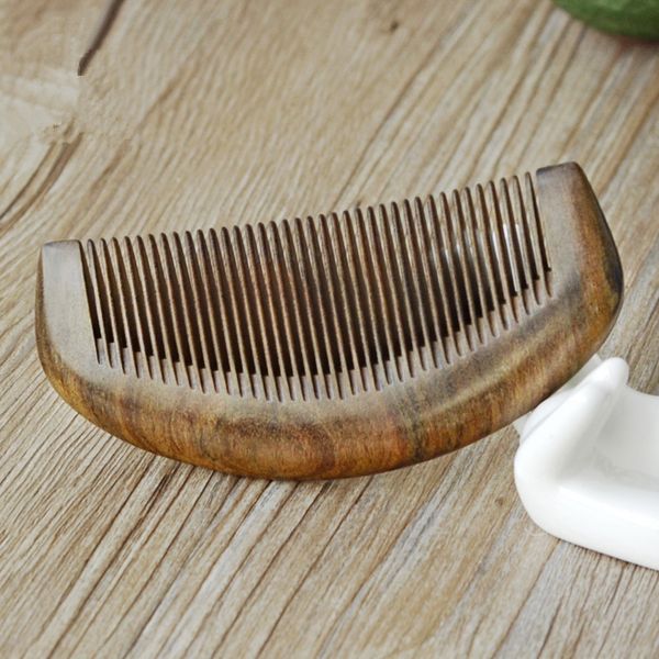 

1pc fine half moon comb natural grain thick sleek bag comb 12cm massage wooden g0416, Silver