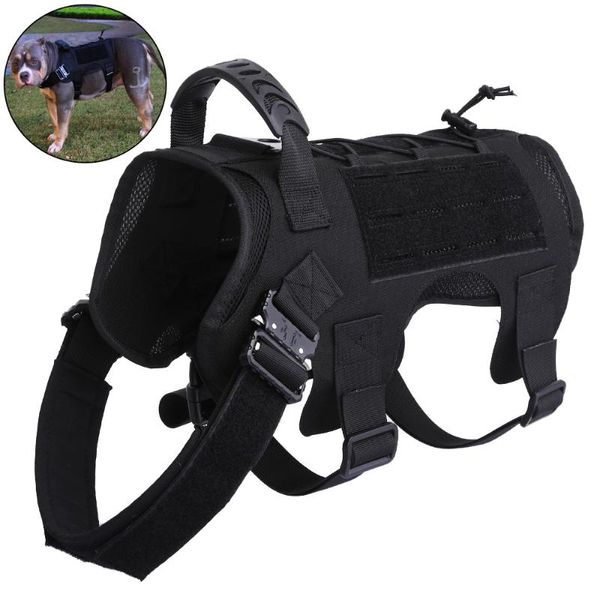 

1000d tactical dog vest hunting combat molle dog vest harness adjustable outdoor training cloth for hunting camping, Camo;black