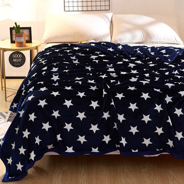 

svetanya blue star throws blanket fleece fabric sheet bedspread multi-size