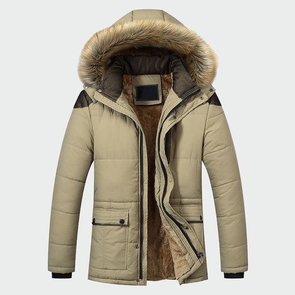 

2019 fashion casual slim thick warm mens coats parkas with hooded long overcoats male clothes winter jacket men brand clothing, Black
