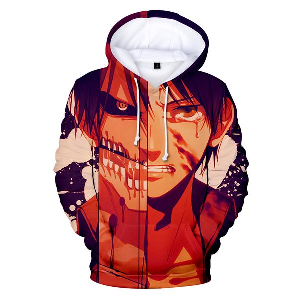 

attack on titan 3d hoodies sweatshirts anime funny men women hoodie sweatshirt harajuku streetwear jacket coats clothes, Black