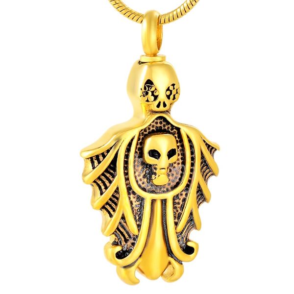 

ijd9781 skull shaped stainless steel urn pendant necklace memorial jewelry for ashes cremation with chain jewelry, Silver