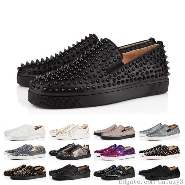 

new sale designer shoes studded spikes flats shoes red bottoms shoes luxury mens womens party genuine leather sneakers size 36-46