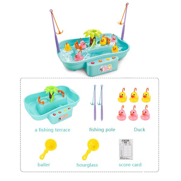 

newly children water toys electric rotating music multi-function hydrodynamic cycle fishing pole rod toys for children g