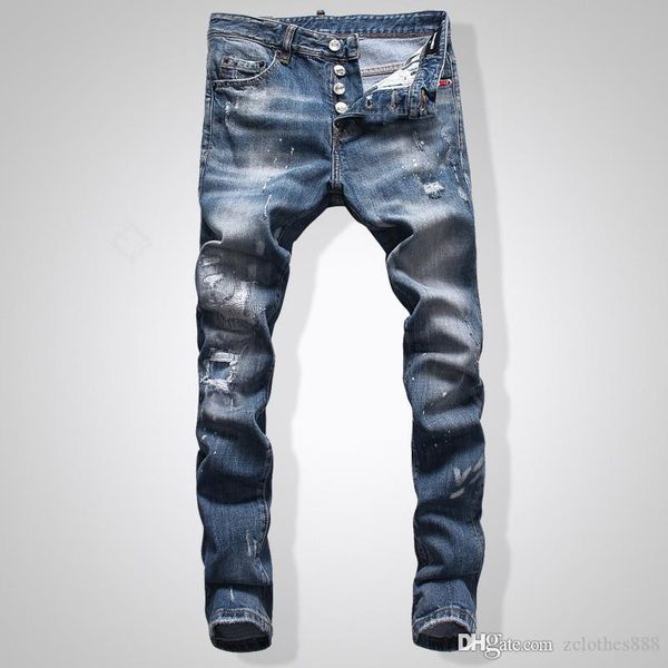 

2020 men s designer jeans brand designer men denim jeans mens pants fashion holes trousers us size 28-38, Blue