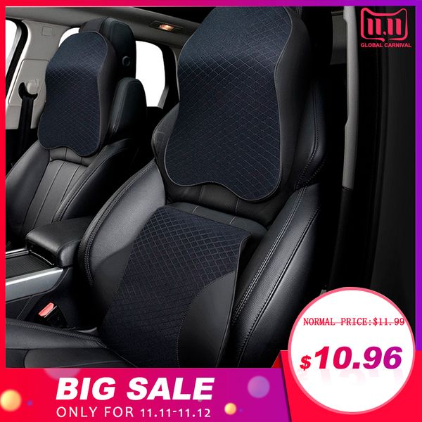 

3d memory foam car neck pillow pu leather car pillow waist rest seat back rest lumbar cushion for accessories