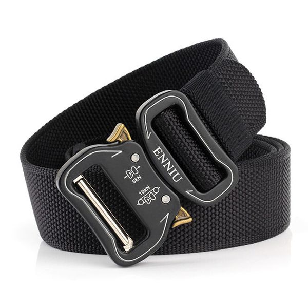 

tactical nylon belt metal buckle belt men heavy duty outdoor mountaineering training hickened waistband, Black;brown