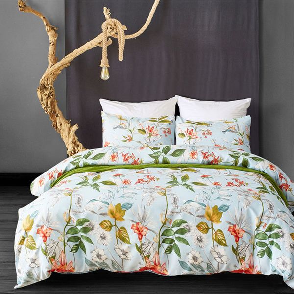 2019 New Polyester Pink White Flowers Duvet Cover Set Us King