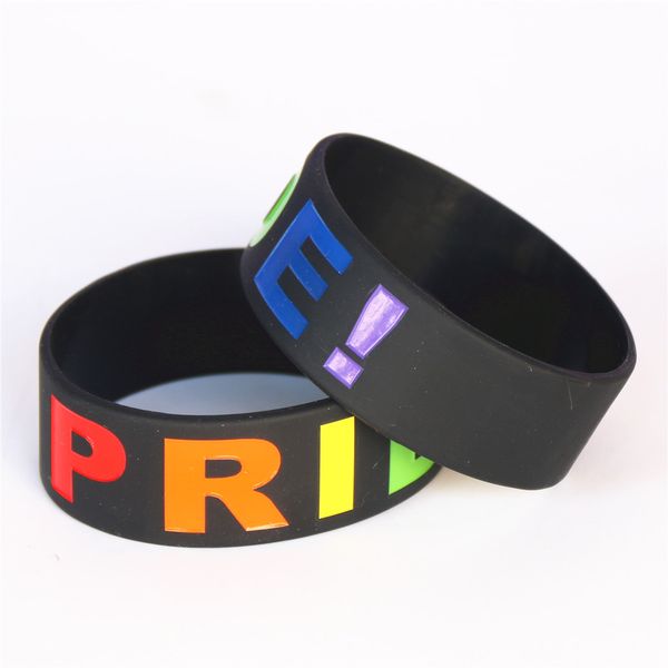 

fashion 1pc gay pride rainbow colour slim awareness silicone bracelet wristband bangles women men jewelry gift sh088, Golden;silver