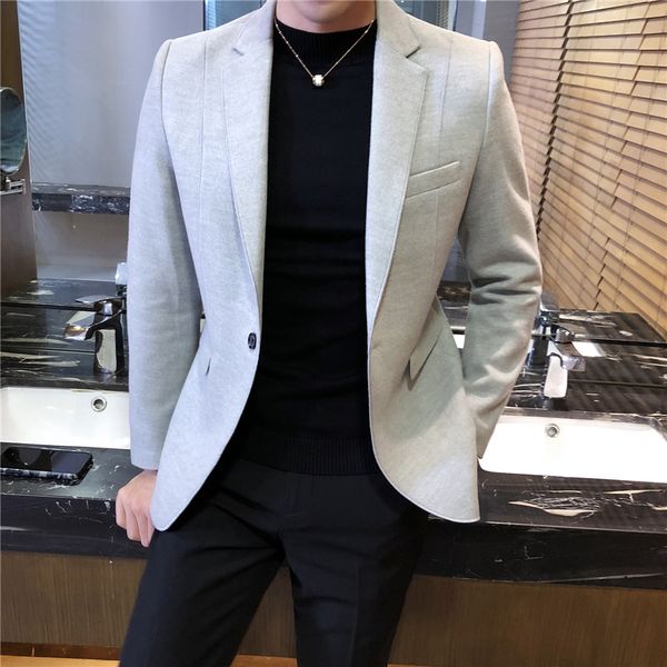 

men's long-sleeved suit jacket s-3xl 2018 autumn pure color woolen suit coats male slim suitable men blazer jackets, White;black