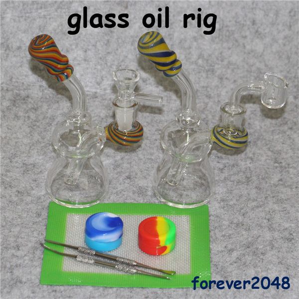 6.3 inchs de vidro alto Bong pequeno Oil Rigs cachimbos de água de vidro Água Bongos cigarro Ferramenta única Caliane silicone recipiente dabber