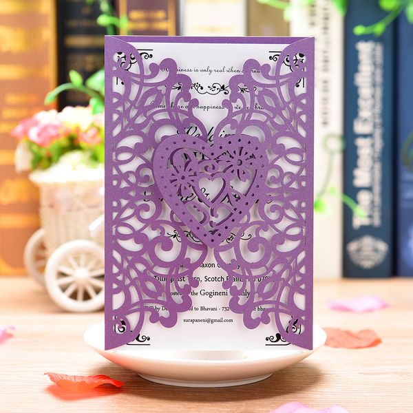 

20pcs pearl paper laser cut wedding invitation cards greeting card kits event party supplies with blank inner sheet