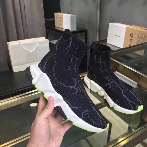 

2019 speed trainer black designer men and women black red casual shoes fashion socks casual shoes jacket boots 34-45