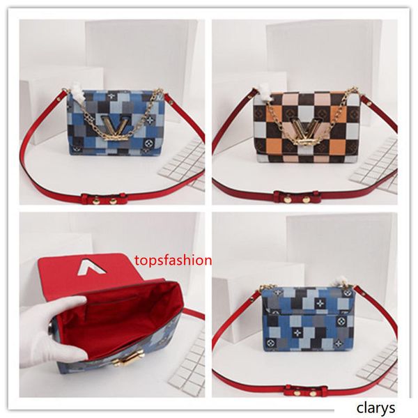 

lovuitto designer twist mm shoulder bag m50281 denim leather blue size: 23*18*8cm