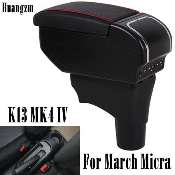 

for march micra k13 4 iv armrest box central store content storage box with cup holder ashtray 9usb interface 2010-2017