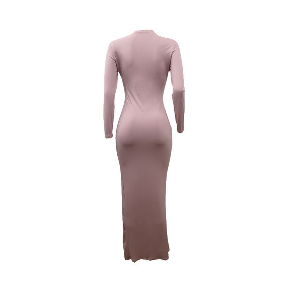 

women's solid color round neck slit dress slim seductive bodycon skirt, White;black