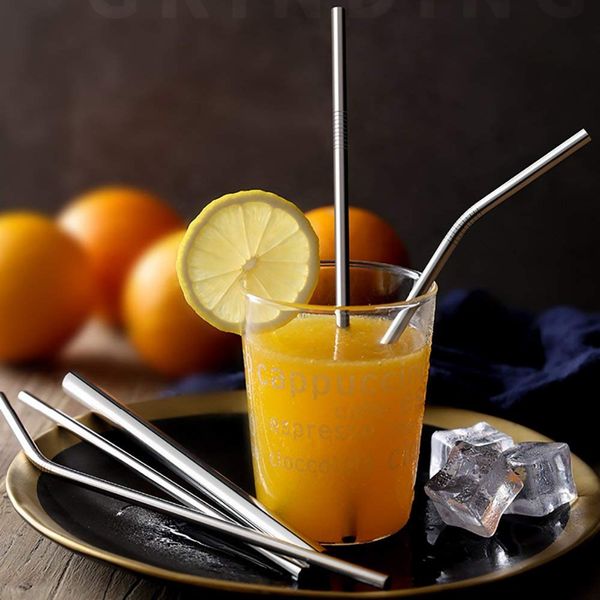 

16pcs stainless steel metal drinking straw straws with cleaner brush kit tool for drop shipping