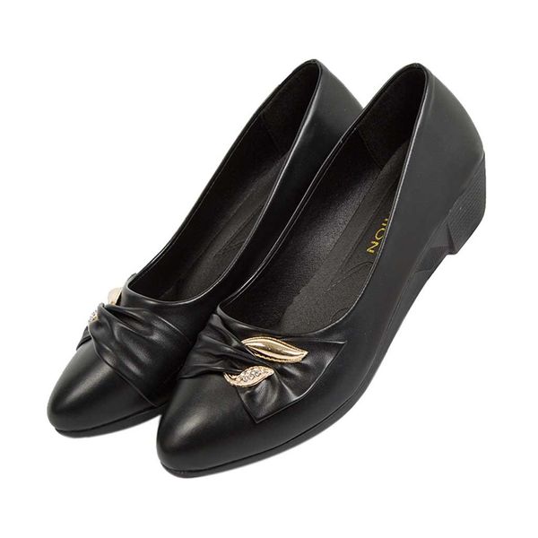 

vogue flat shoes women nice bow wedges lady boat shoes pointed toe casual flat shoes women chaussures femme, Black
