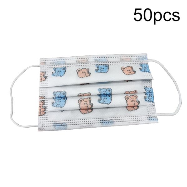 

50 pieces of disposable protective masks children face mask 3 layers cartoon animal pattern dustproof and anti-smog mask