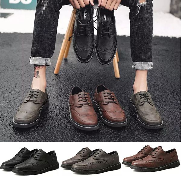 

2019 men shoes pu leather black brown dark grey fashion sports sneakers size eur 40-45, White;red