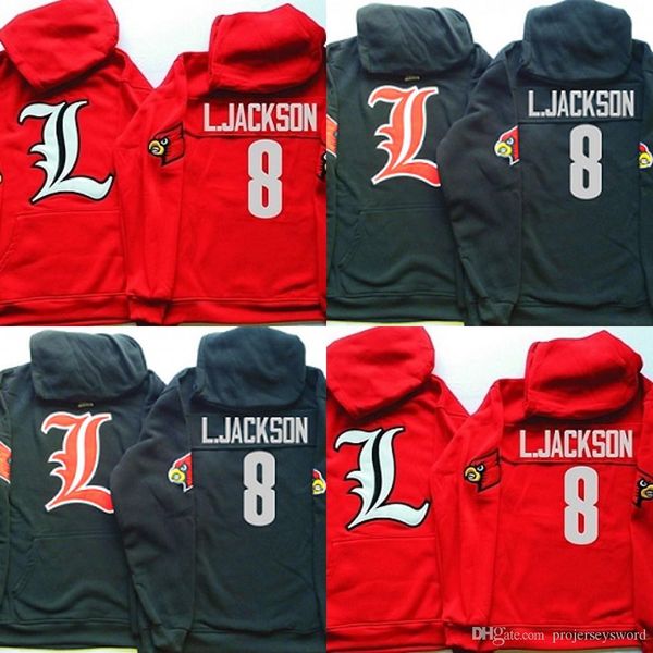 

NCAA Louisville Cardinals Hoodie Jersey #8 L.JACKSON Football Sweatershirt Jerseys Embroidery Stitching Name Best Quality Fast Shi