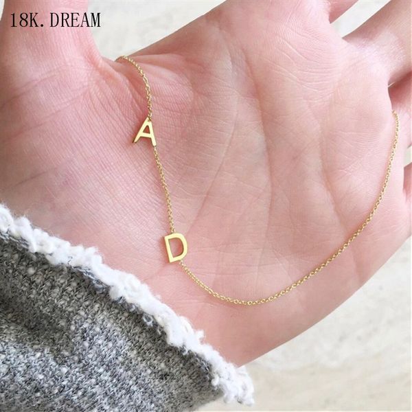 

cute personalized sideways initial necklace dainty custom letter pendants christmas gifts for her bridesmaid jewelry, Silver