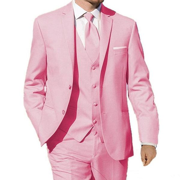 

latest designs pink man business suits male notched lapel blazers groom tuxedos men suits for wedding 3 pieces slim fit terno masculino, White;black